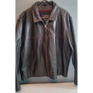 Leather Jacket Full Zip Black Modern Classic Style Menswear